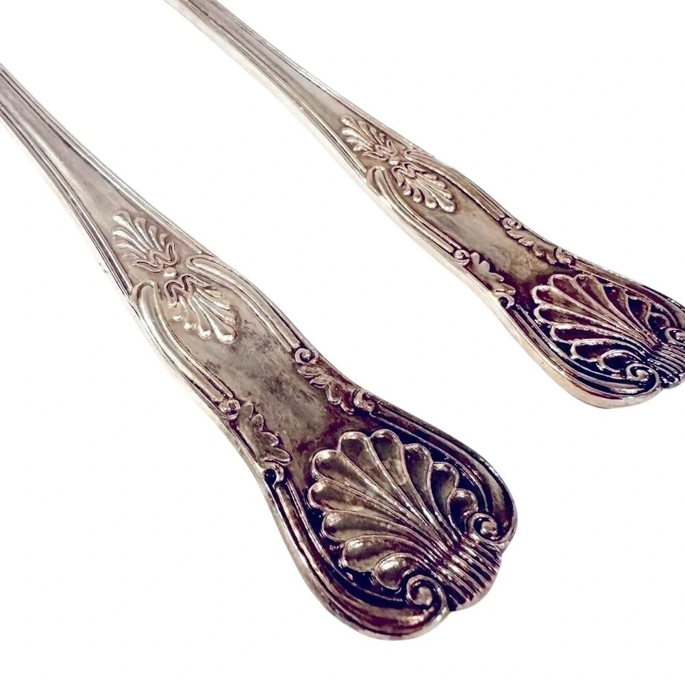 Vintage Godinger‎ Silverplate Serving Utensil Set Fork Spoon Made In Hong Kong